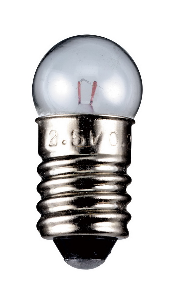 Kugelförmige Lampe Sockel E10 12,0 Volt 1,2 Watt 24mm klar,10er Pack - VPE: 10