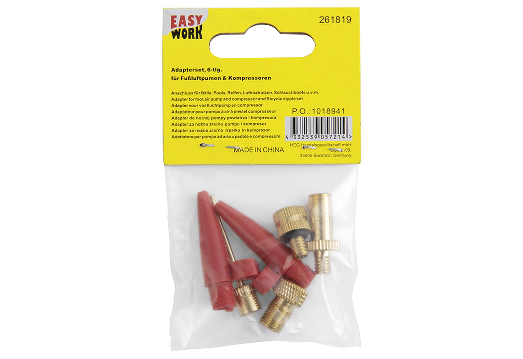 EASY WORK Adapterset für Fußluftpumen 6-teilig - VPE: 20