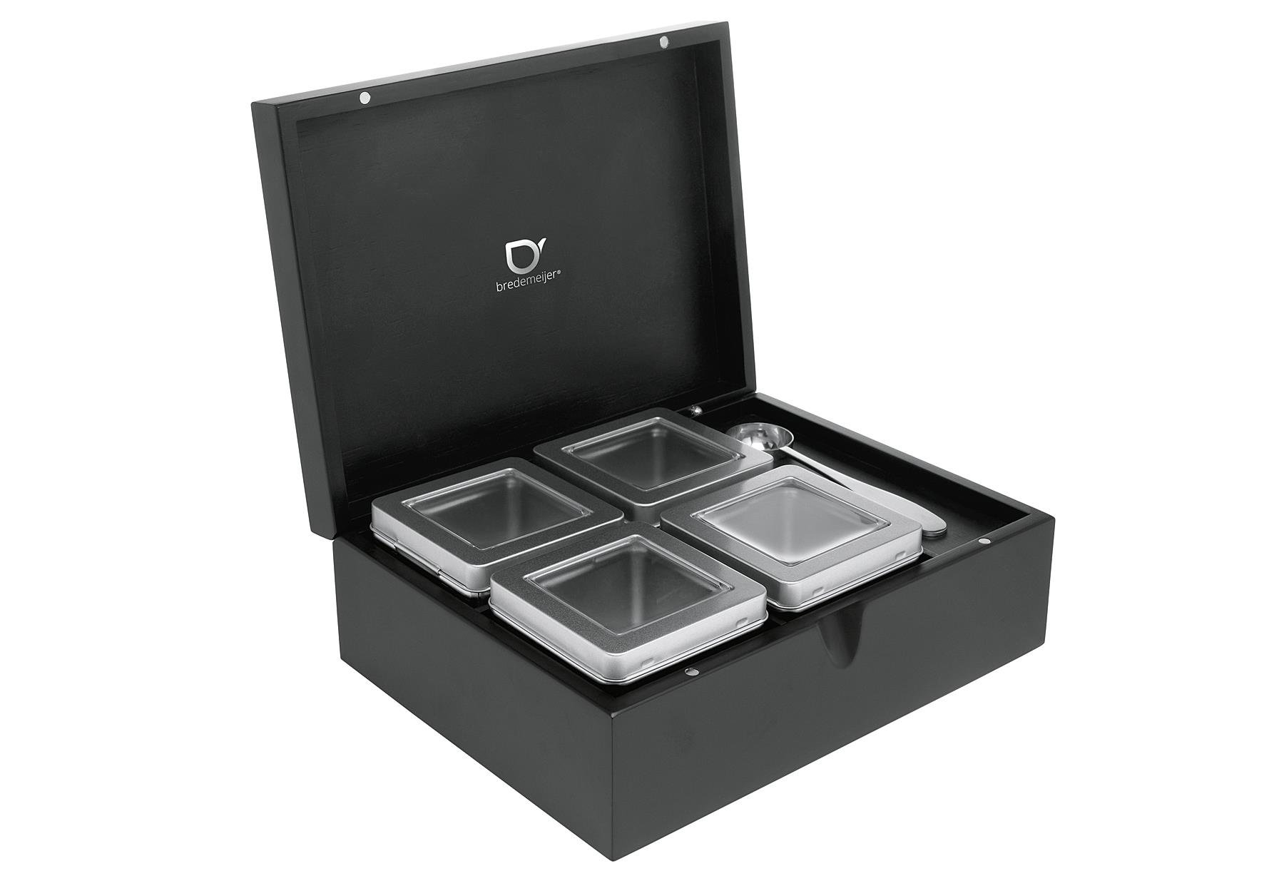 Bredemeijer Teebox-Set Inhalt: Teedose (Bambus), 4 Büchsen, Teelöffel
