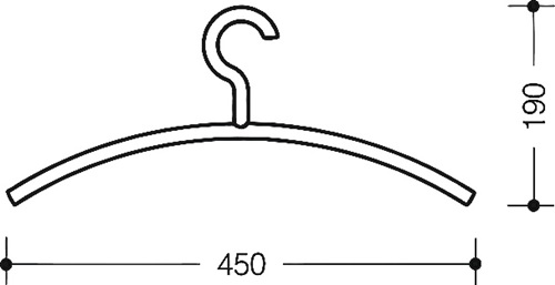 Kleiderbügel 570.1B 99 Kunststoff 99 reinweiß matt Breite 450 mm Höhe 190 mm HEWI