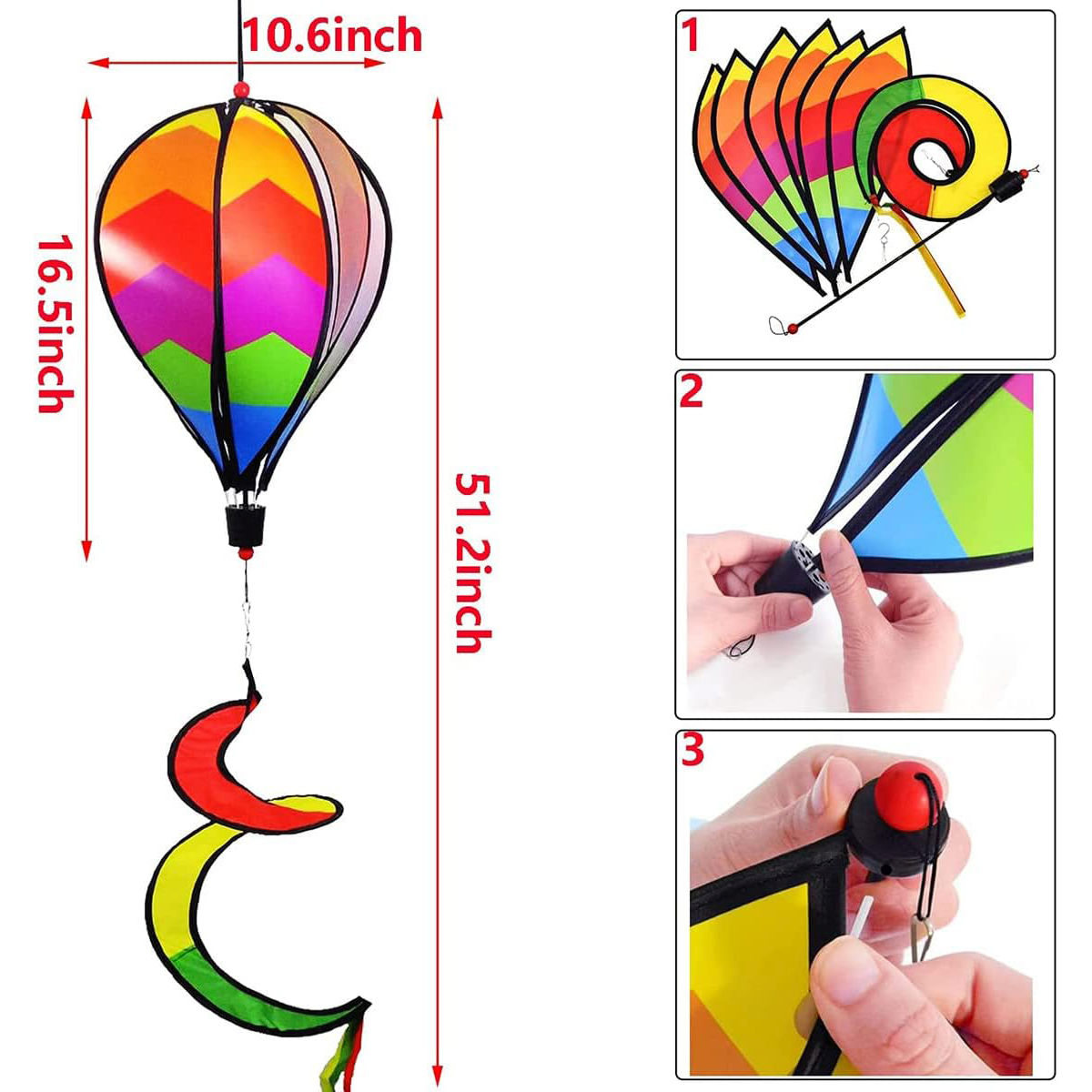 Bdt Rainbow- Ballon- Windspiel mit Spiralschweif ''Design6'', ⌀ 28cm, 110cm Länge