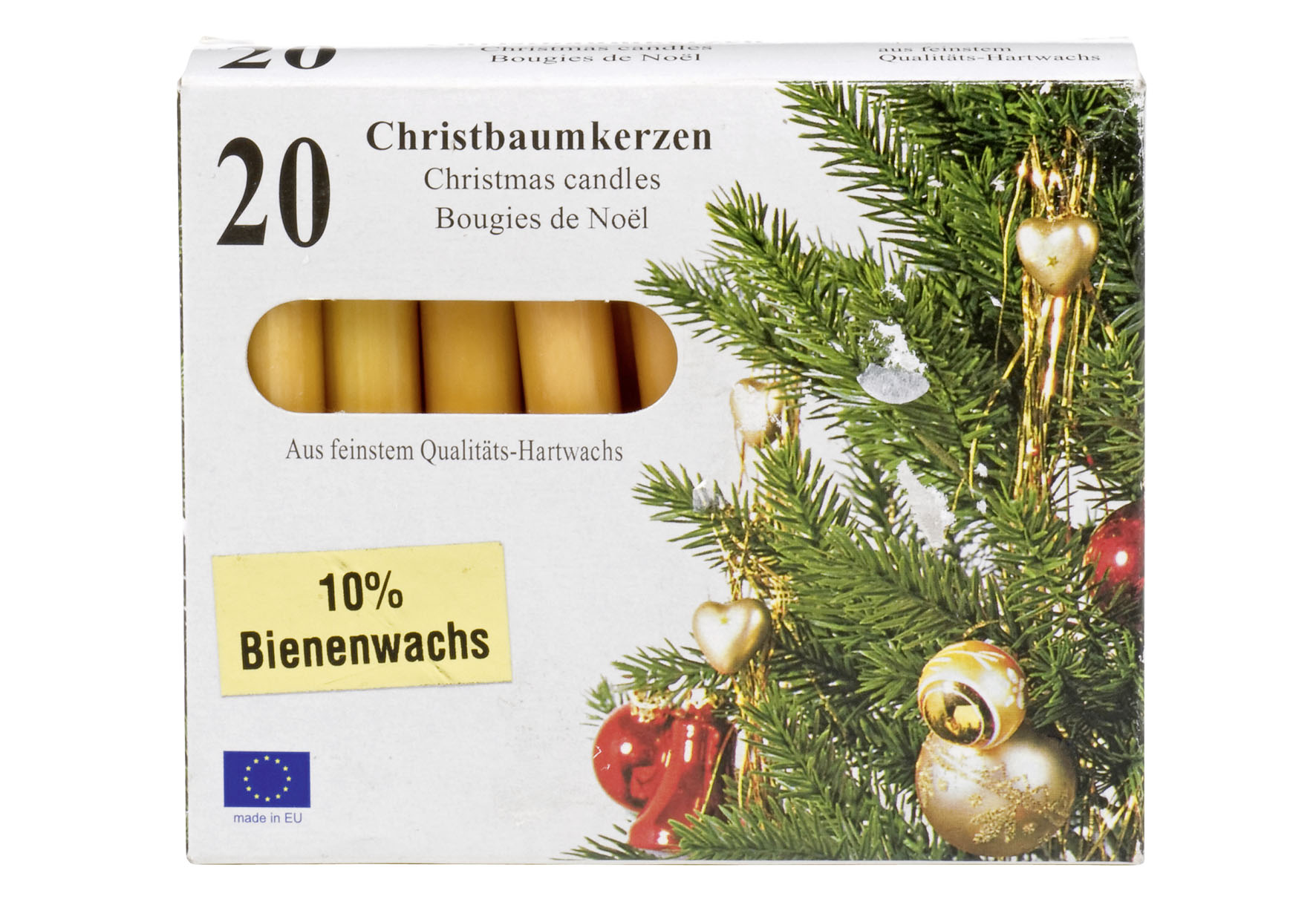 Baumkerze 10% Bienenwachs 10cm Ø1,2cm natur 20 Pack - VPE: 20