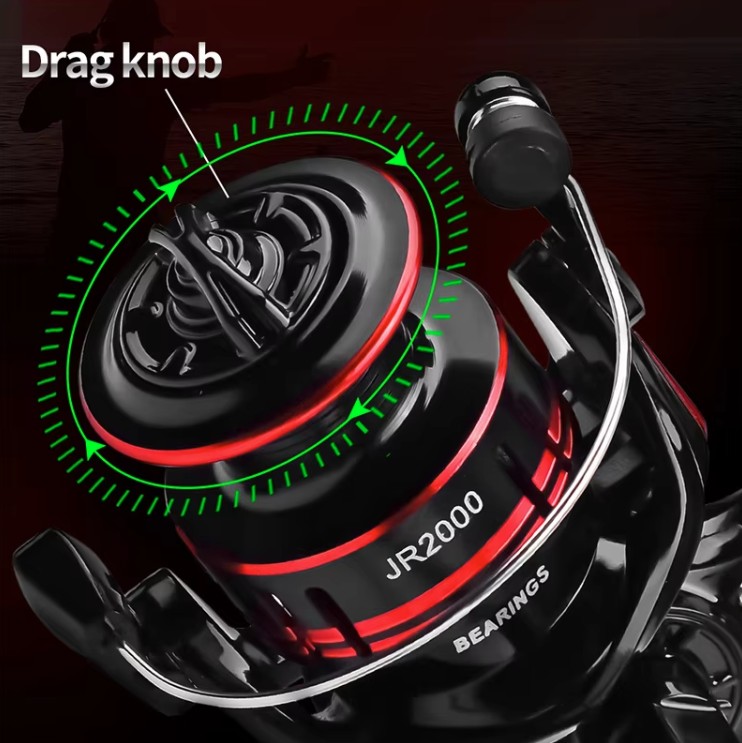 Bdt- FISHING GROUP Angelrolle / Spinnrolle / Stationärrolle ''JR2000'' rot Salz- und Süßwasser geeignet