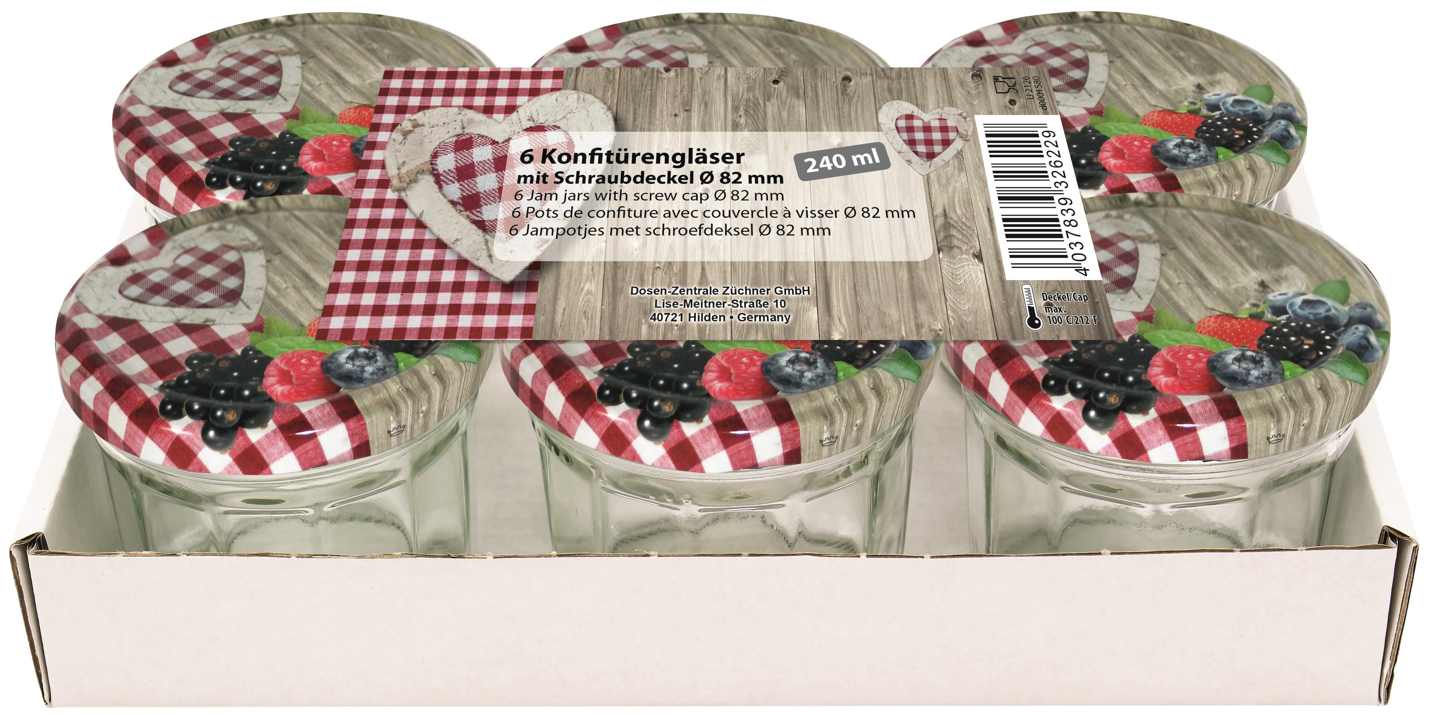 DOSEN-ZENTRALE 6er Set Konfitürengl.240ml 82t
