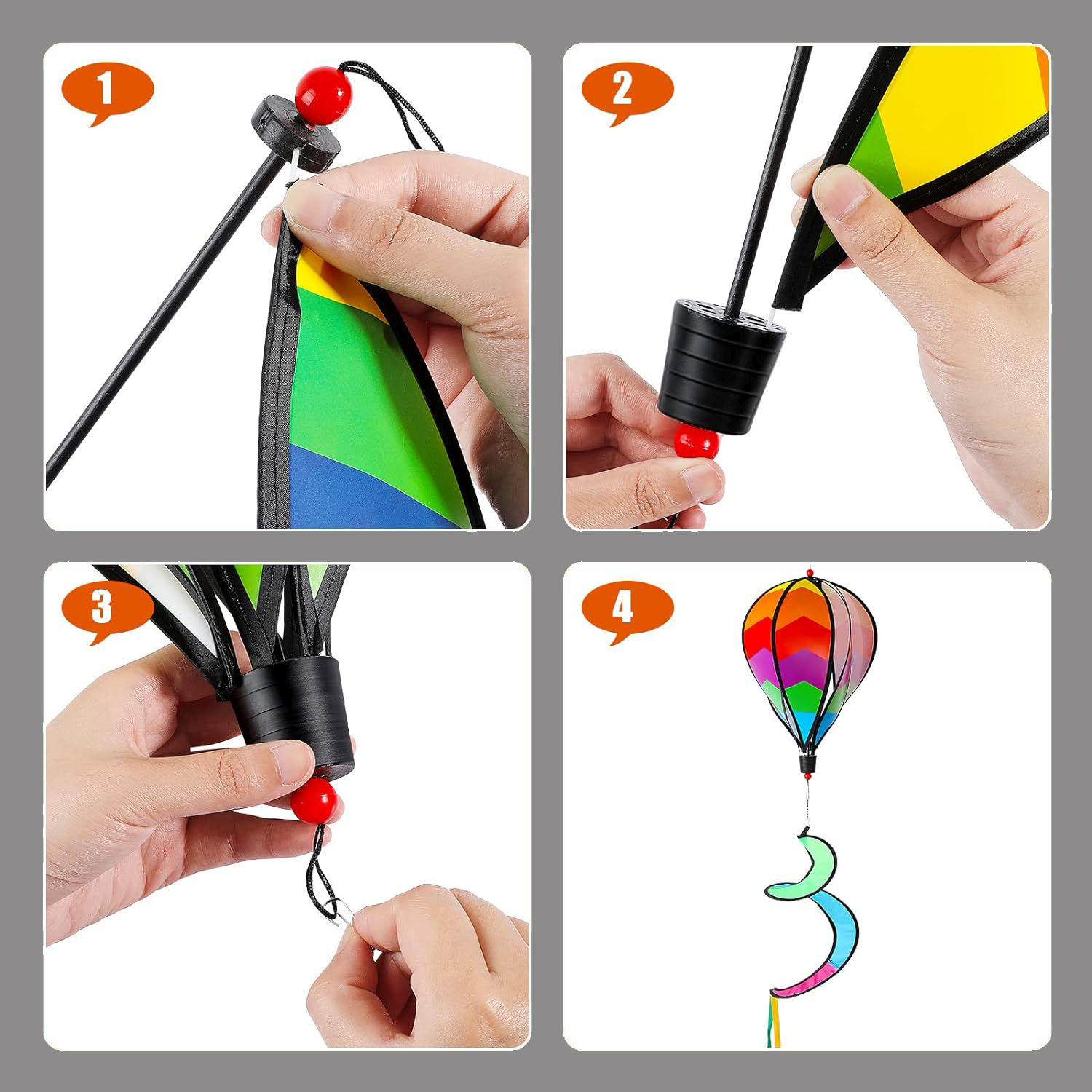 Bdt Rainbow- Ballon- Windspiel mit Spiralschweif ''Design6'', ⌀ 28cm, 110cm Länge