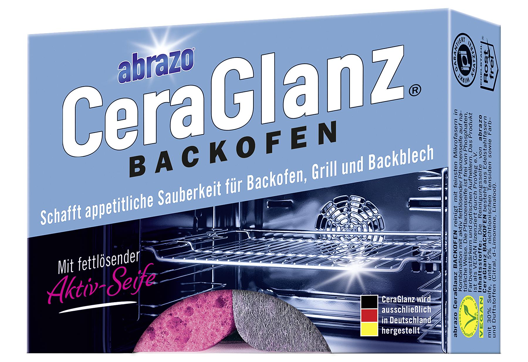 ABRAZO Schwamm 'CeraGlanz Backofen' 2er Pack Edelstahlwoll-Pad, Schwamm - VPE: 8